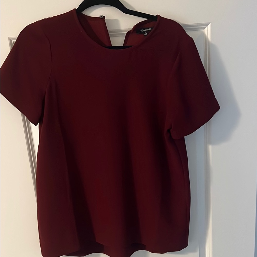 Madewell Red Boxy Blouse with Short Sleeves